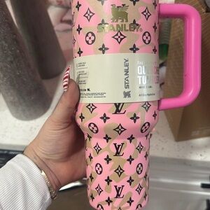 Stanley Pink Patterned Tumbler with Handle